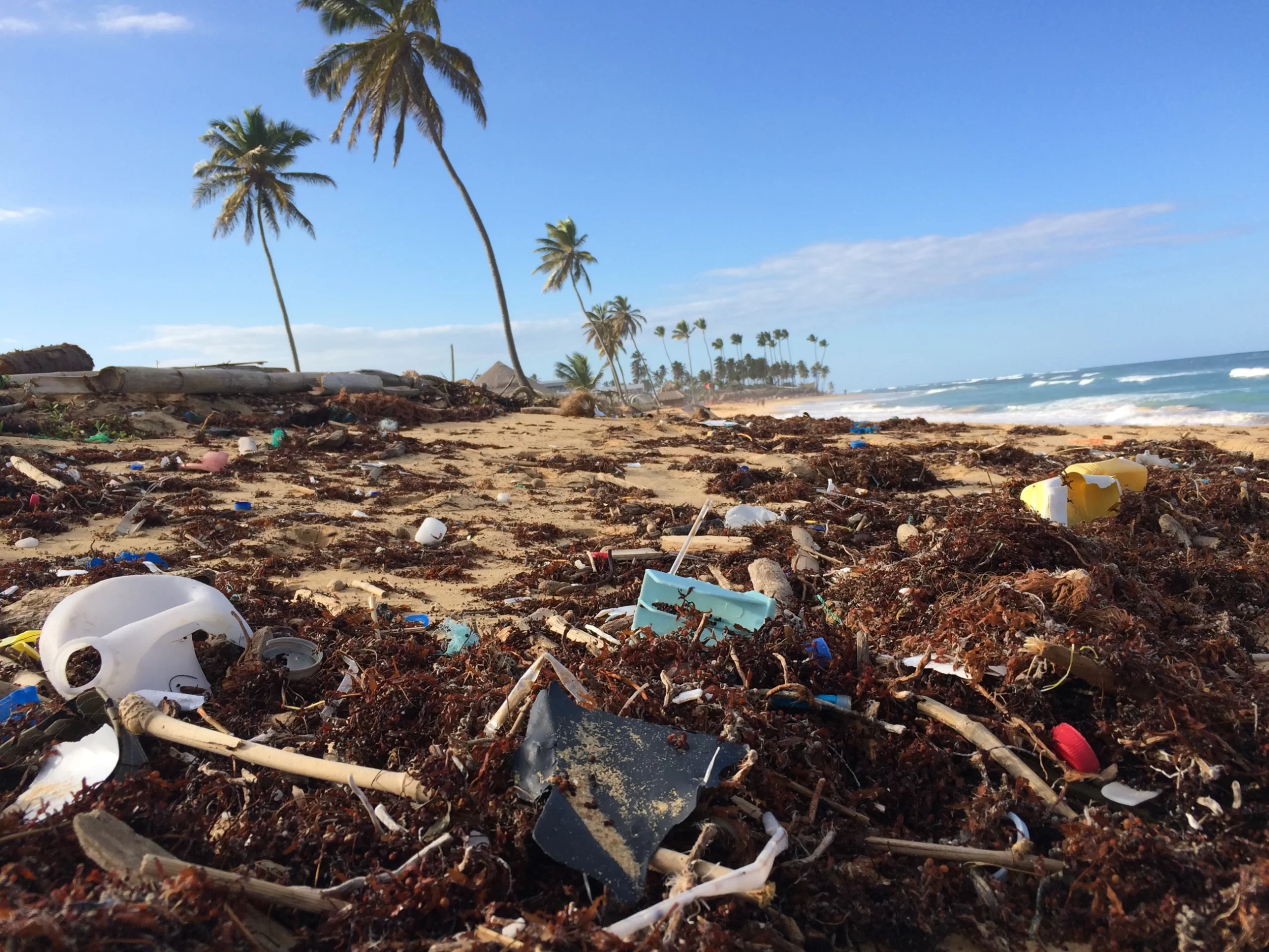 Plastic pollution at the beach
