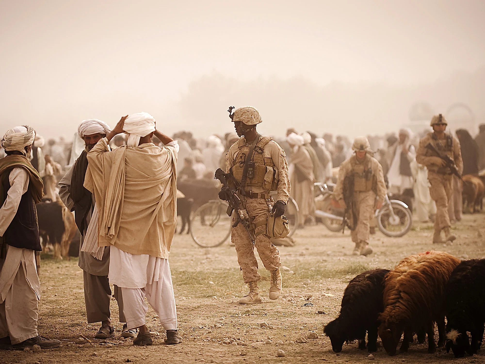 Marines escort media through Helmand province