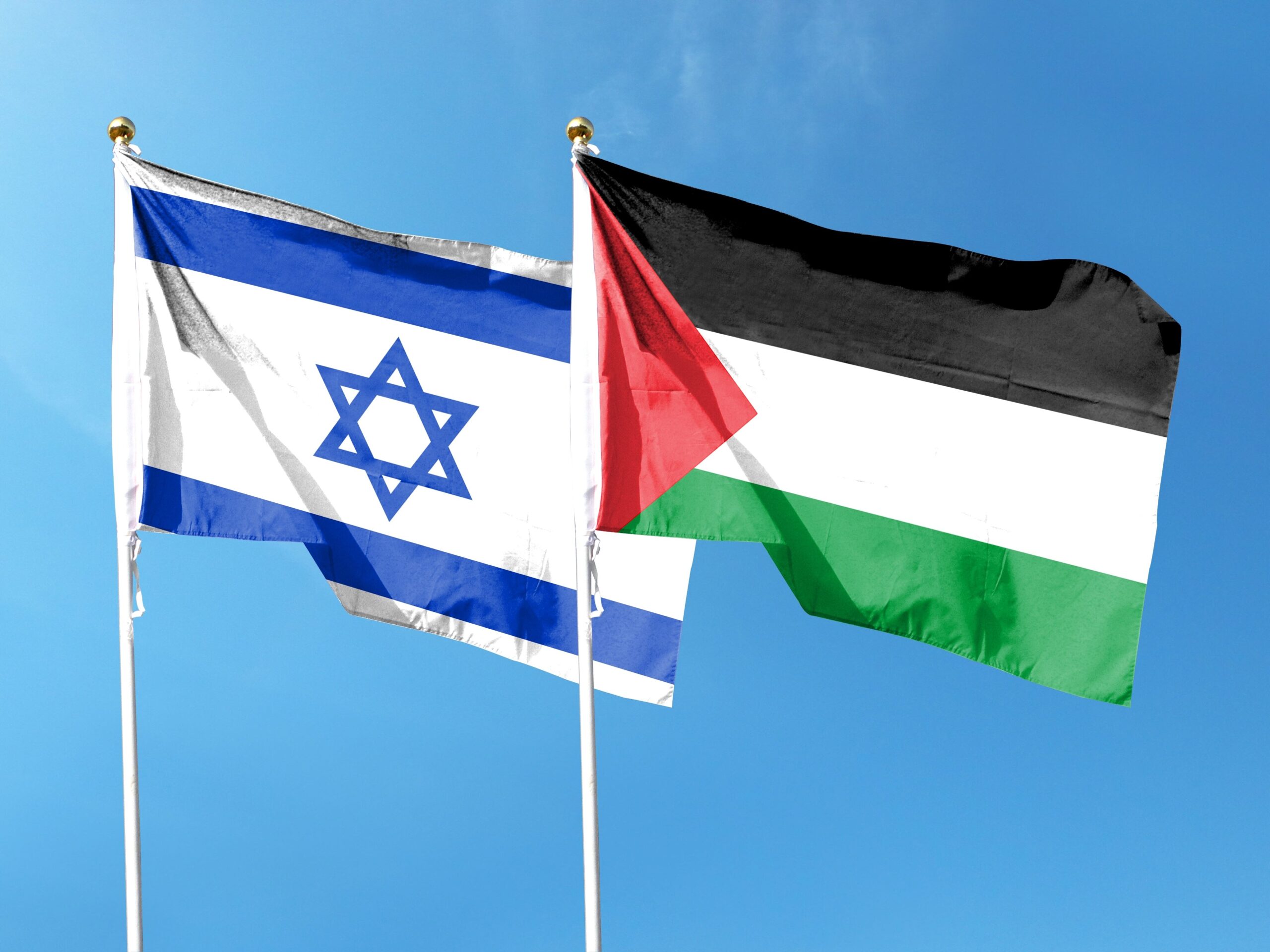 Image of the flags of Israel and Palestine